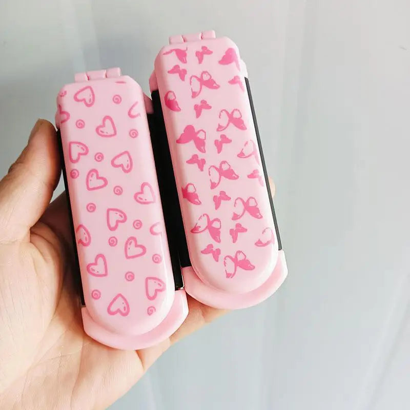 Pink Butterfly Love Pattern Foldable Hair Comb Straight Curly Qme