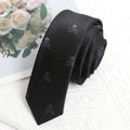 Black Slim Skull Ties Men Women Necktie Pocket Square Cufflinks Qme A