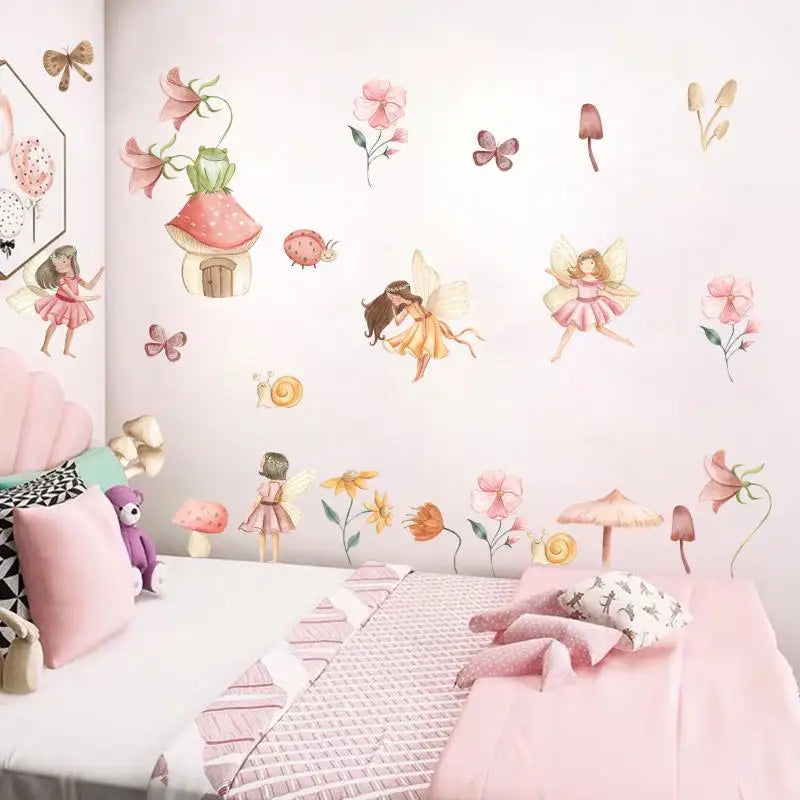 Beautiful Fairy Wall Decals Bedrom Home Decor Colourful Stickers Girl Qme