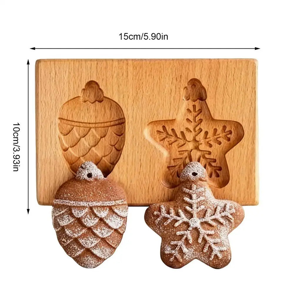 wooden Cookie Press Stamp 3D Easy Release Tools Cookie Press Molds For Family Home Party Holiday Indoor Outdoor Baking tool Qme as shown