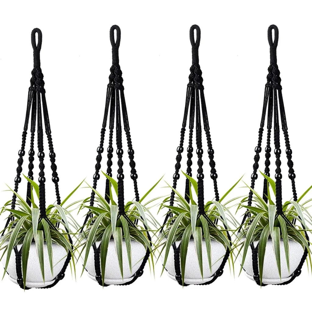 4Pcs Handmade Plant Hanging Rack Set Decorative Flower Pot Stand Woven Basket Holder for Indoor Outdoor Garden Plants Pot Stand Qme 4pcs