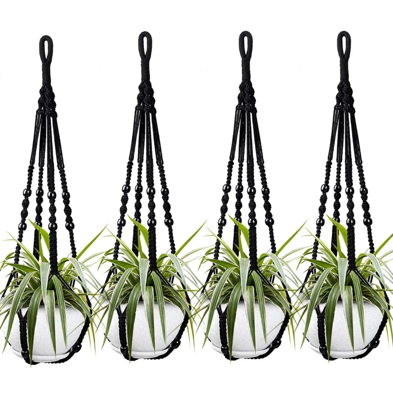 4Pcs Handmade Plant Hanging Rack Set Decorative Flower Pot Stand Woven Basket Holder for Indoor Outdoor Garden Plants Pot Stand Qme 4pcs