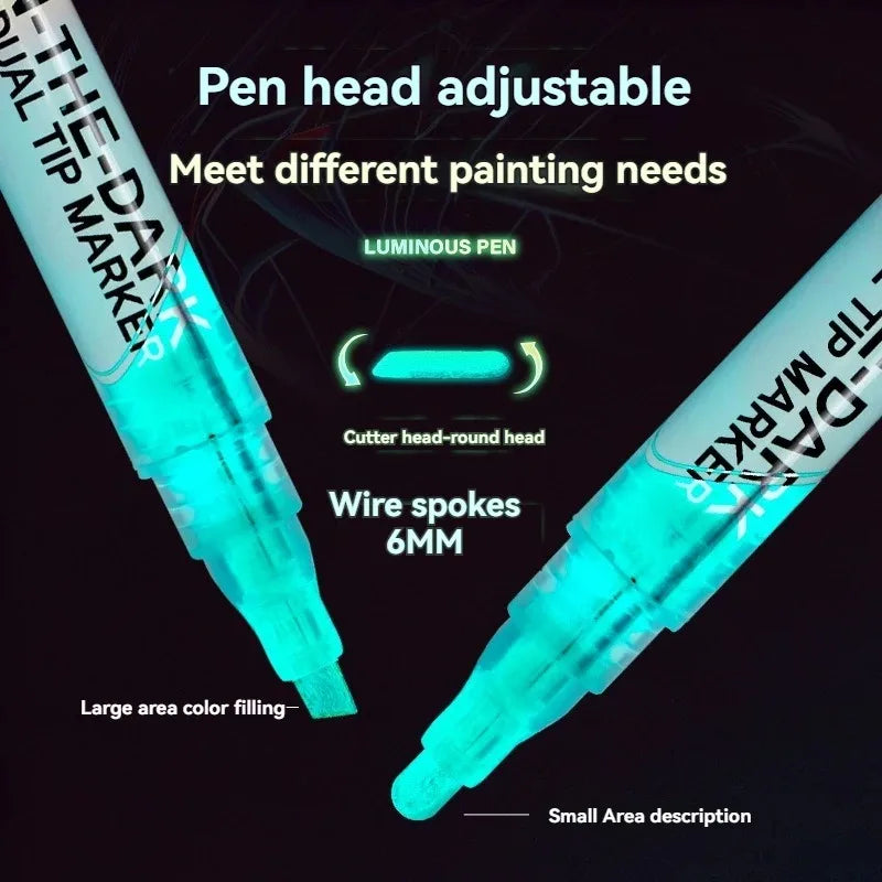 8 Colors/set Neon UV Fluorescent Acrylic Paint Markers Pens, Glow in The Dark Bright DIY Luminous Marker Pen Art Supplies Qme
