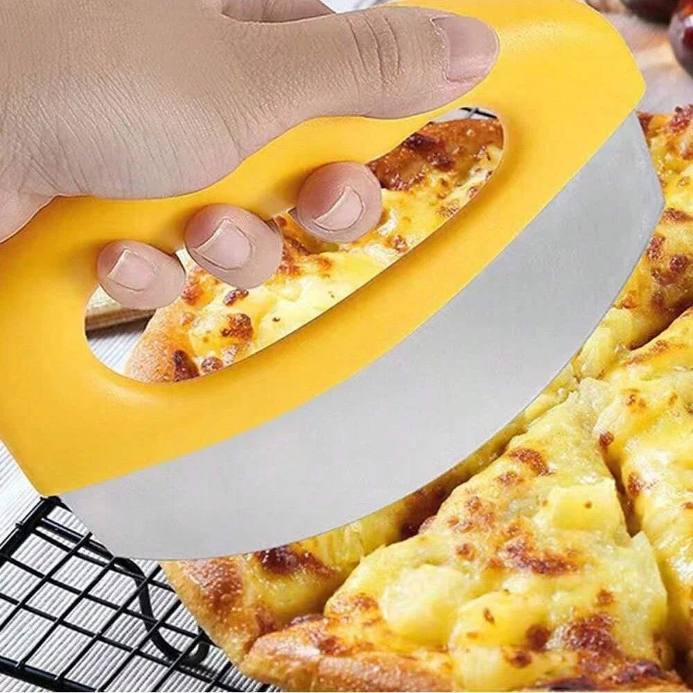 Pizza Cutter with Cover Stainless Steel Pizza Slicing Food Chopper Herb Cheese Knife Cutter Ring for Precise Baking Tools Qme