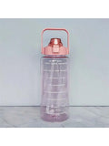 Large Capacity Summer Essential Water Bottle Portable Straw Time Mark Qme pink >1L