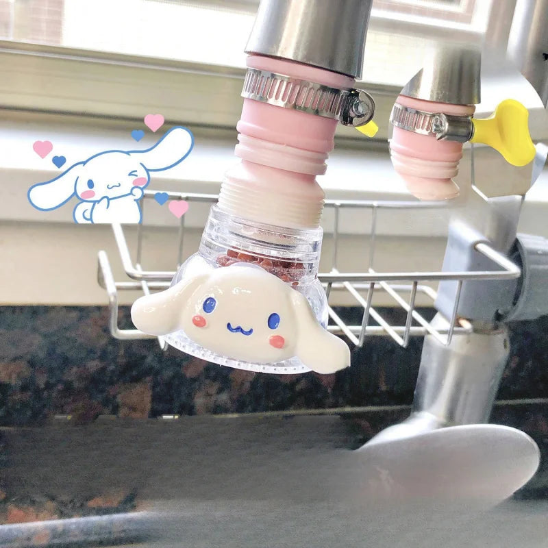 Kuromi Cartoon Universal Splash-Proof Faucet Extender Household Splash Guard Kitchen and Dormitory Tap Water Filter Qme