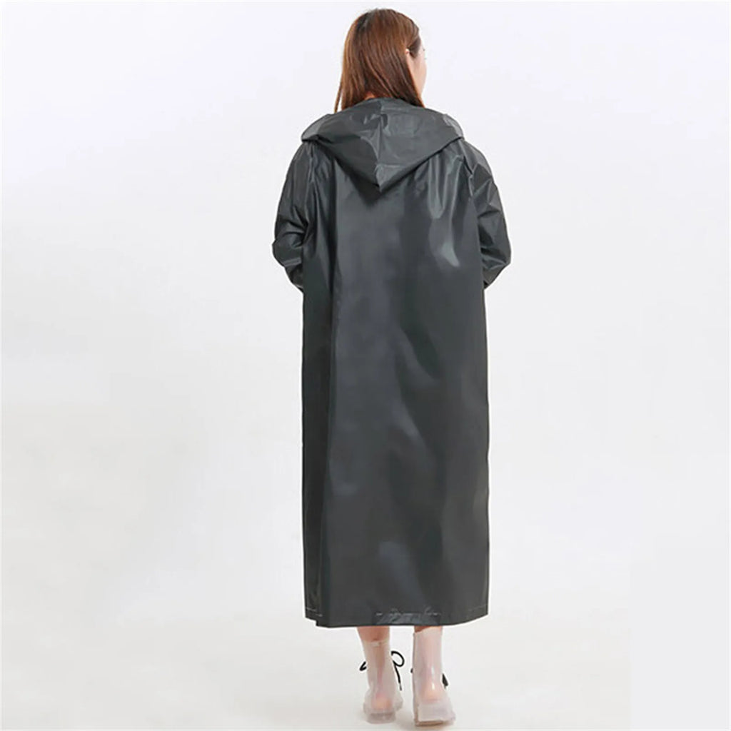 Unisex Outdoor Travel Fashion Adult Raincoat with Hooded Thick Transparent EVA Hiking Climbing Emergency Raincoat Qme