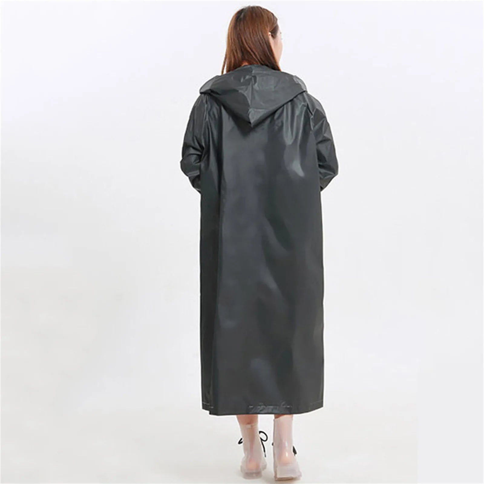 Unisex Outdoor Travel Fashion Adult Raincoat with Hooded Thick Transparent EVA Hiking Climbing Emergency Raincoat Qme