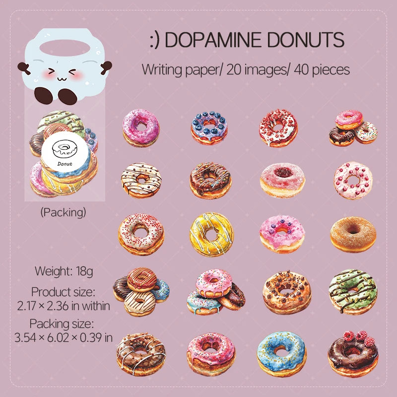 40 Sheets/Bag Food Dessert Baking Theme Stickers No White Border for Journal Scrapbook DIY Phone Case Decoration Qme 6