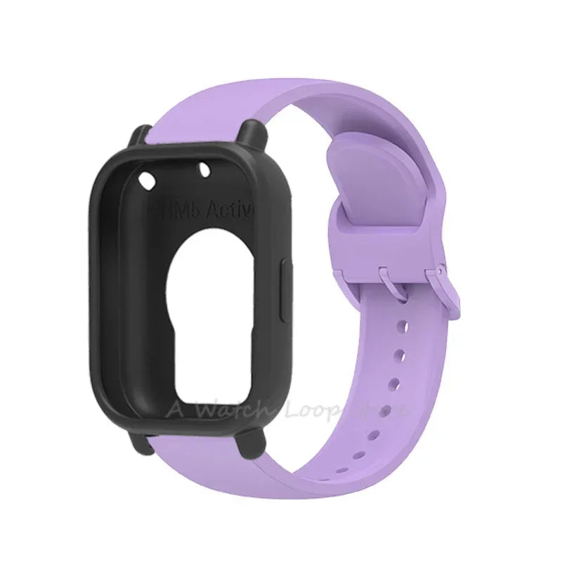 Silicone Case + Strap for Redmi Watch 5 Lite / 5 Active Repacement Bracelet Belt Smart Watchband Protective Shell Cover Qme