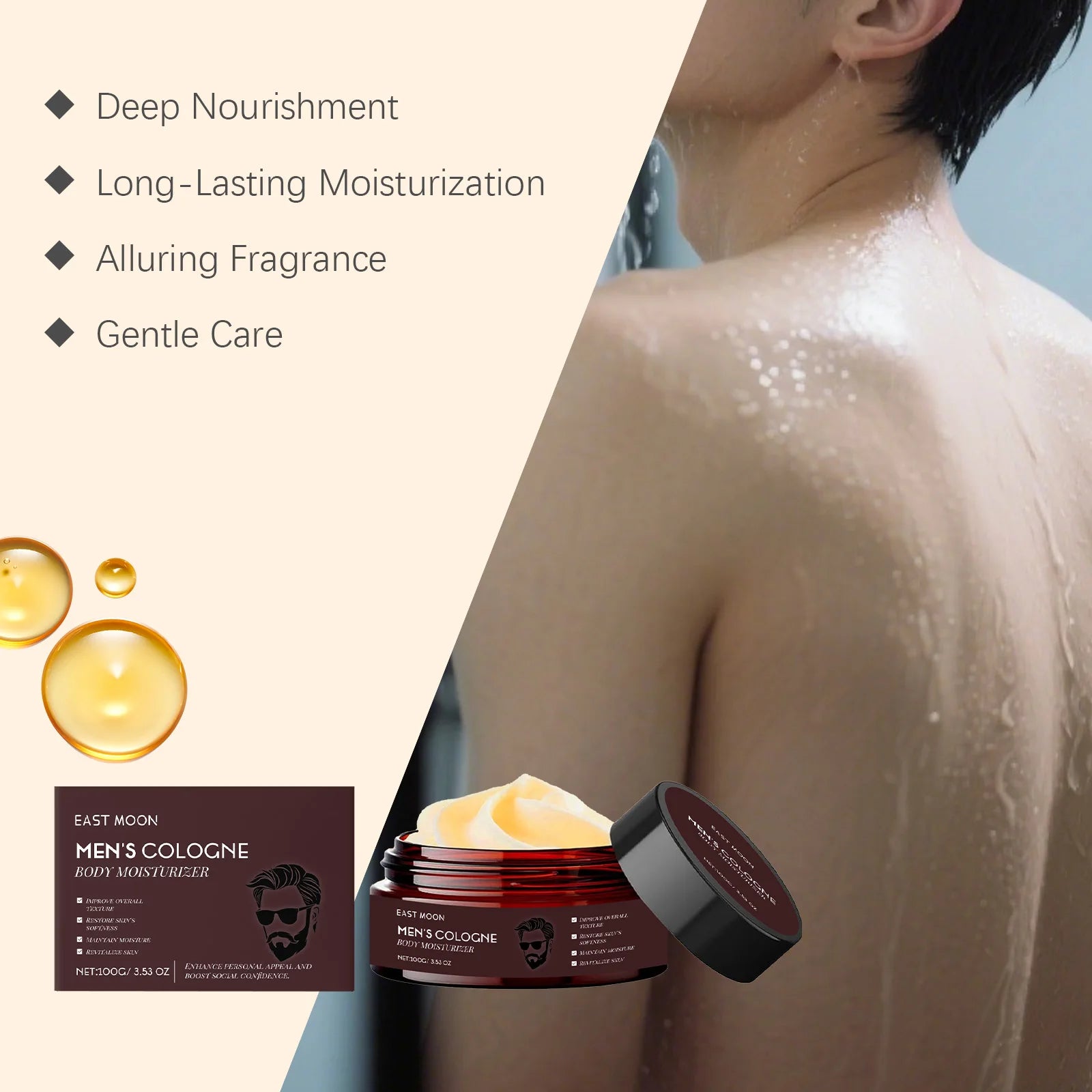 Men's Cologen Body Moisturizer Deep Nourishmen Long-Lasting Fragrance Fast Absorb Non-Greasy Woody Scented Body Lotion Skin Care Qme
