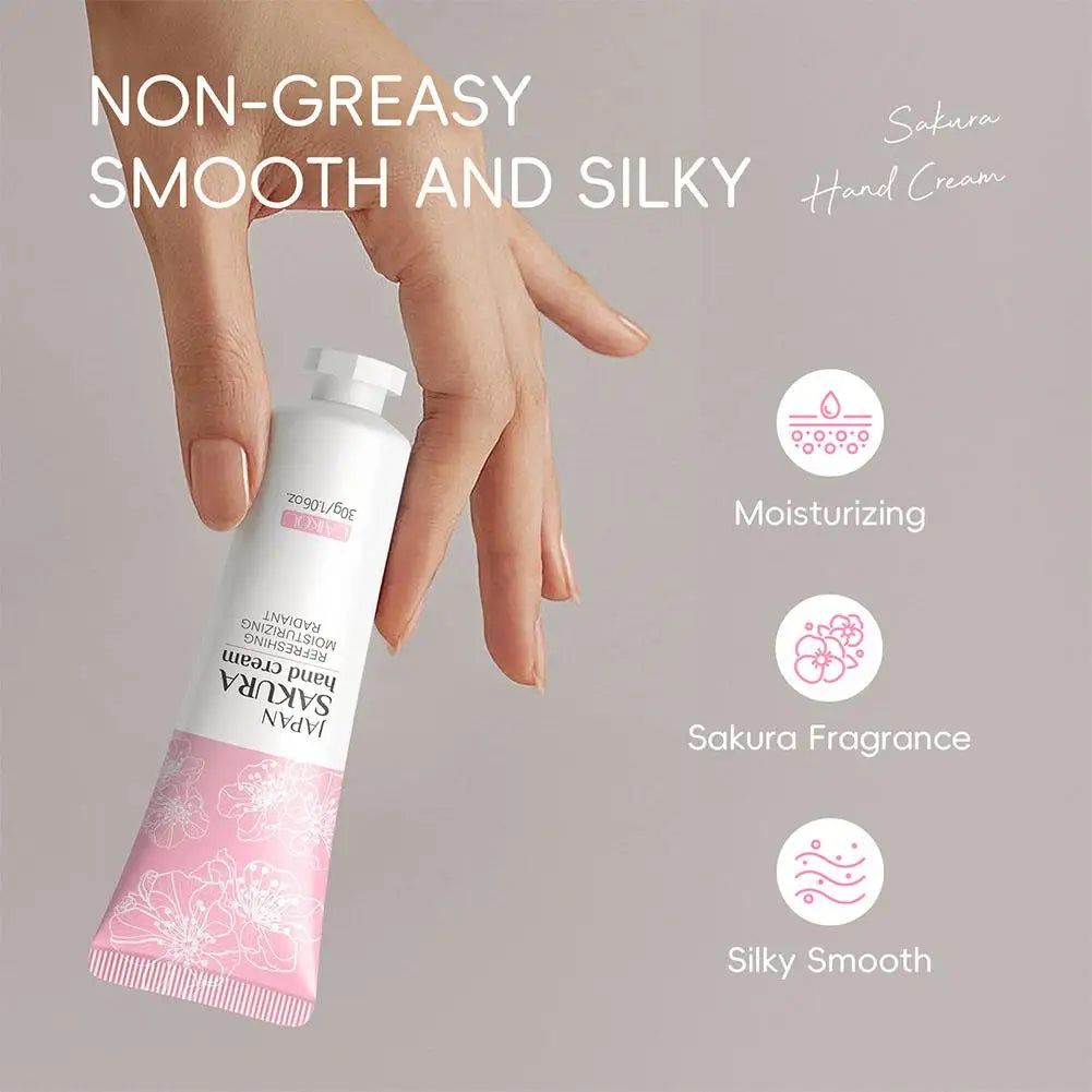 LAIKOU Sakura Hand Cream Deep Moisturizing Restoring Lotion Dry Skin Qme