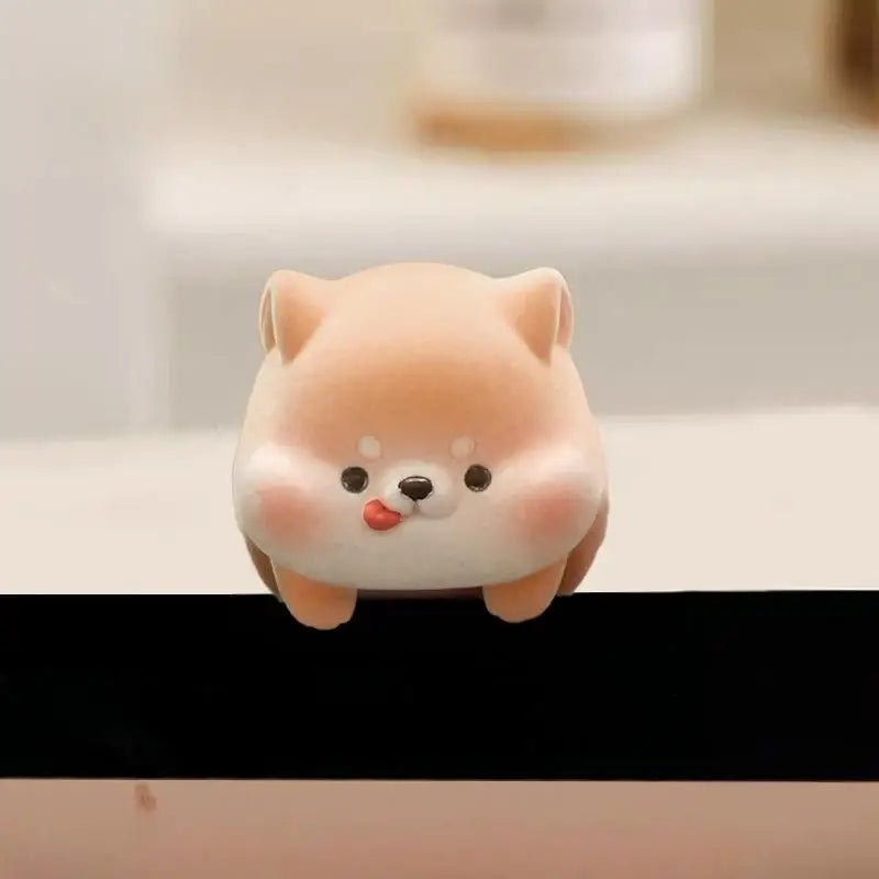Doll Flocking Computer Monitor Decoration Panda Dog Desk Ornament Qme A4