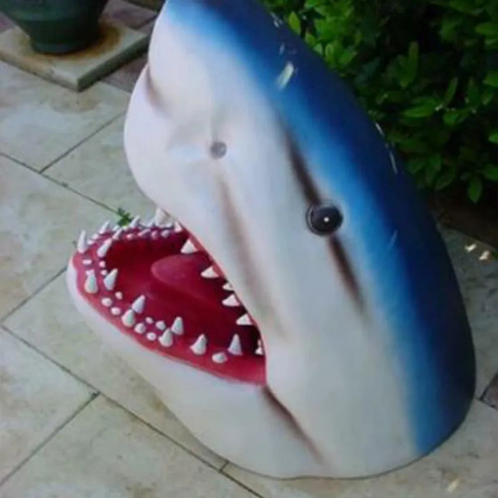 Great White Shark Head Sculpture Wall Hanging Cosplay Resin 3D Jaws Statue Ocean Art Craft Ornament Home Decoration Qme A 32cm CN