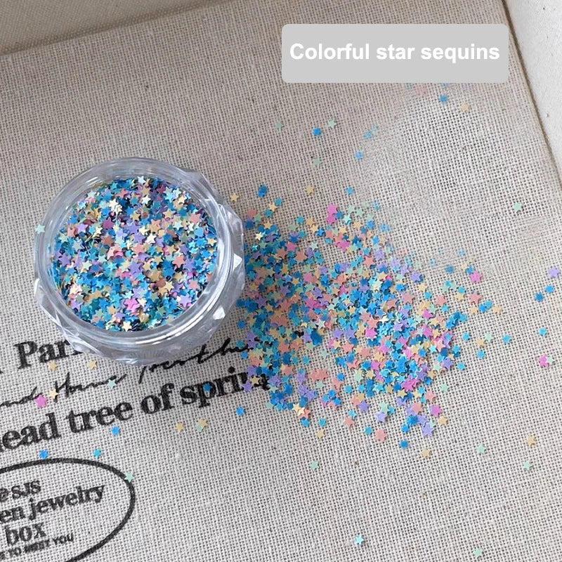 DIY Cute Star Shape Macaron Nail Glitter Art Charm Decoration Qme
