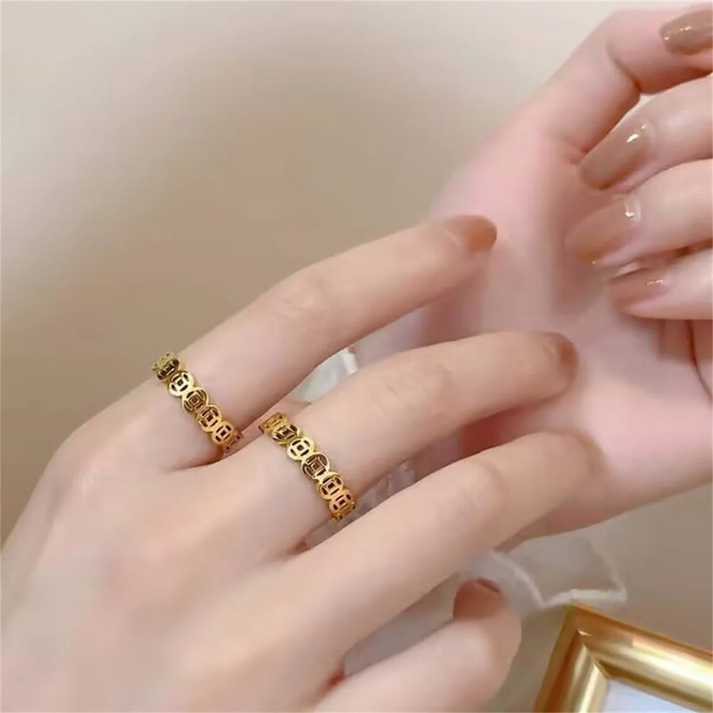 Vintage Copper Coin For Men Money Catcher Classic Versatile Hip Hop Wealth Luckly Finger Rings Jewelry Accessories Gifts Qme