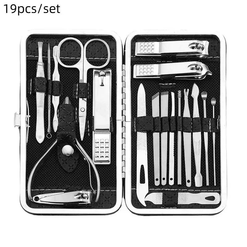 8 Home Nail Clipper Large Dead Skin Pliers Diagonal Small Eyebrow Qme 19PCS Black