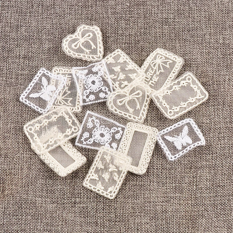 10pcs 33-51mm Mix White Lace Appliques For DIY Clothing Bag Decoration Sewing Accessory Exquisite Patch Without Gum cp4188 Qme 10pcs 3.3-5.1cm