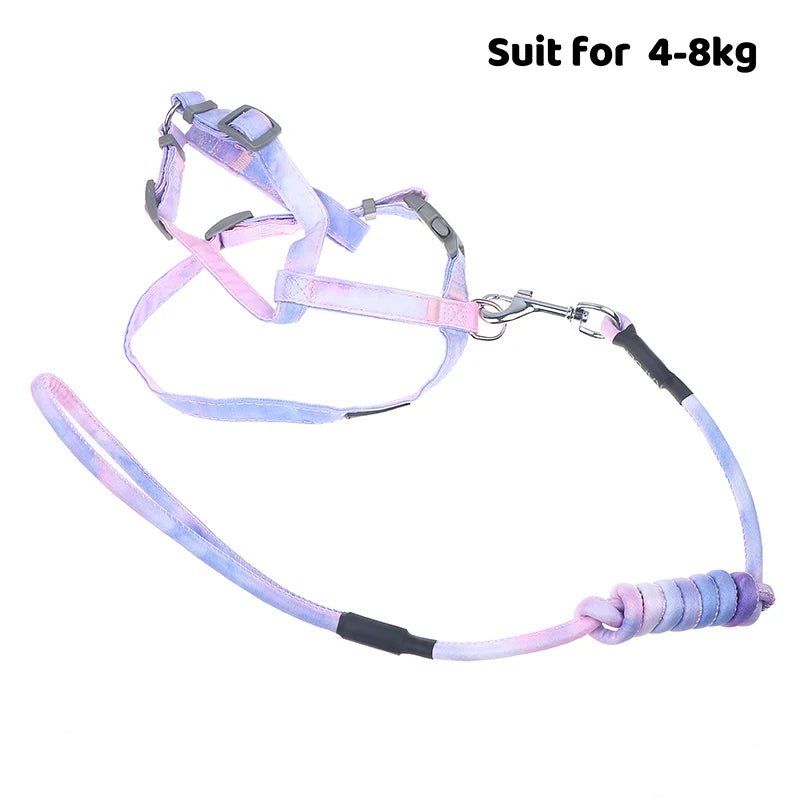 Kitten Harness Pet Traction Supplies Collar Small Cat Outdoor Leash Qme Purple M