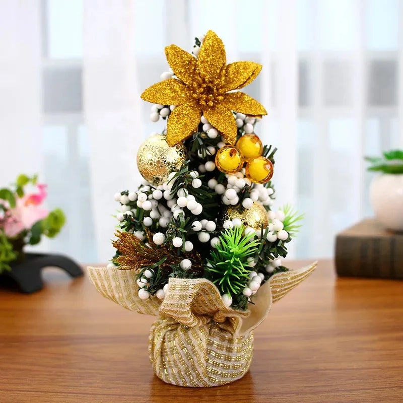 Mini Christmas Tree Small Desktop Ornament Xmas Decor Home Shop Qme yellow Other