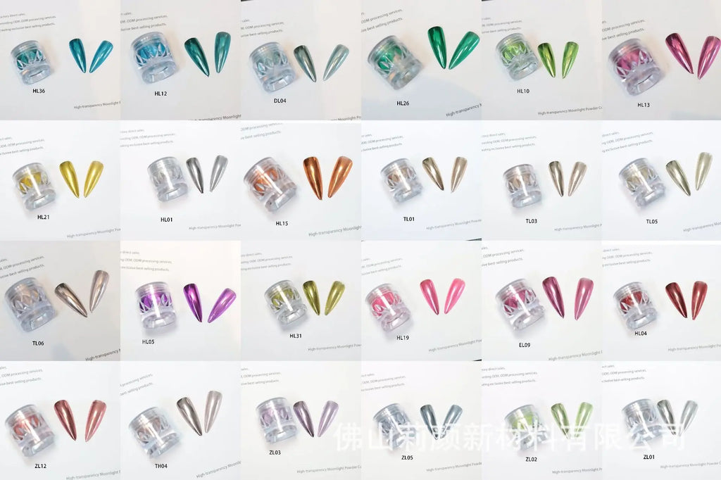 24-color Y2K Mirror-finish Nail Polish Powder Chart Storage Box DIY Qme