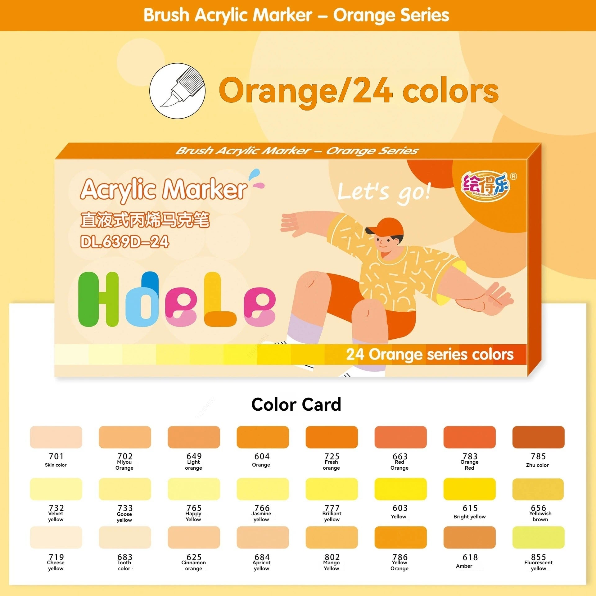 Brush Tip Acrylic Paint Markers Pen - With Direct-Liquid Ink Control System Premium Markers Pen for Rocks, Paper, Canvas, DIY Qme 639D-24