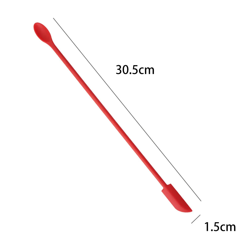 1Pc Silicone Double-End Cosmetic Spoons Odorless Mini Jar Scraper Set for Candle Making, Makeup & Beauty Product Residue Removal Qme Red 30.5