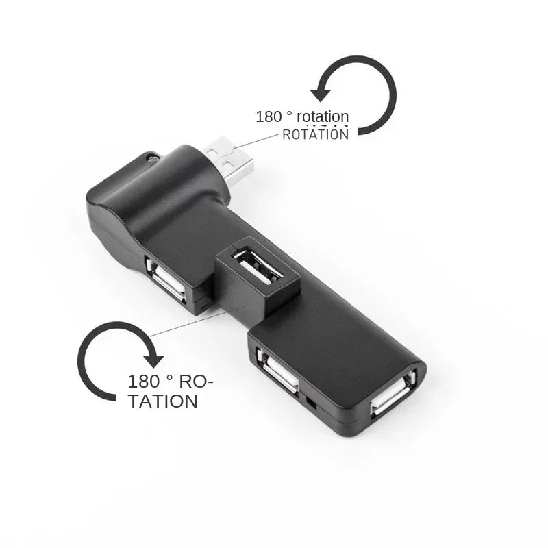 Pipe USB Rotatable 4-port 2.0hub Computer Trailing Quarter Splitter USB2.0 Hub Expander Black 480 Qme Default Title