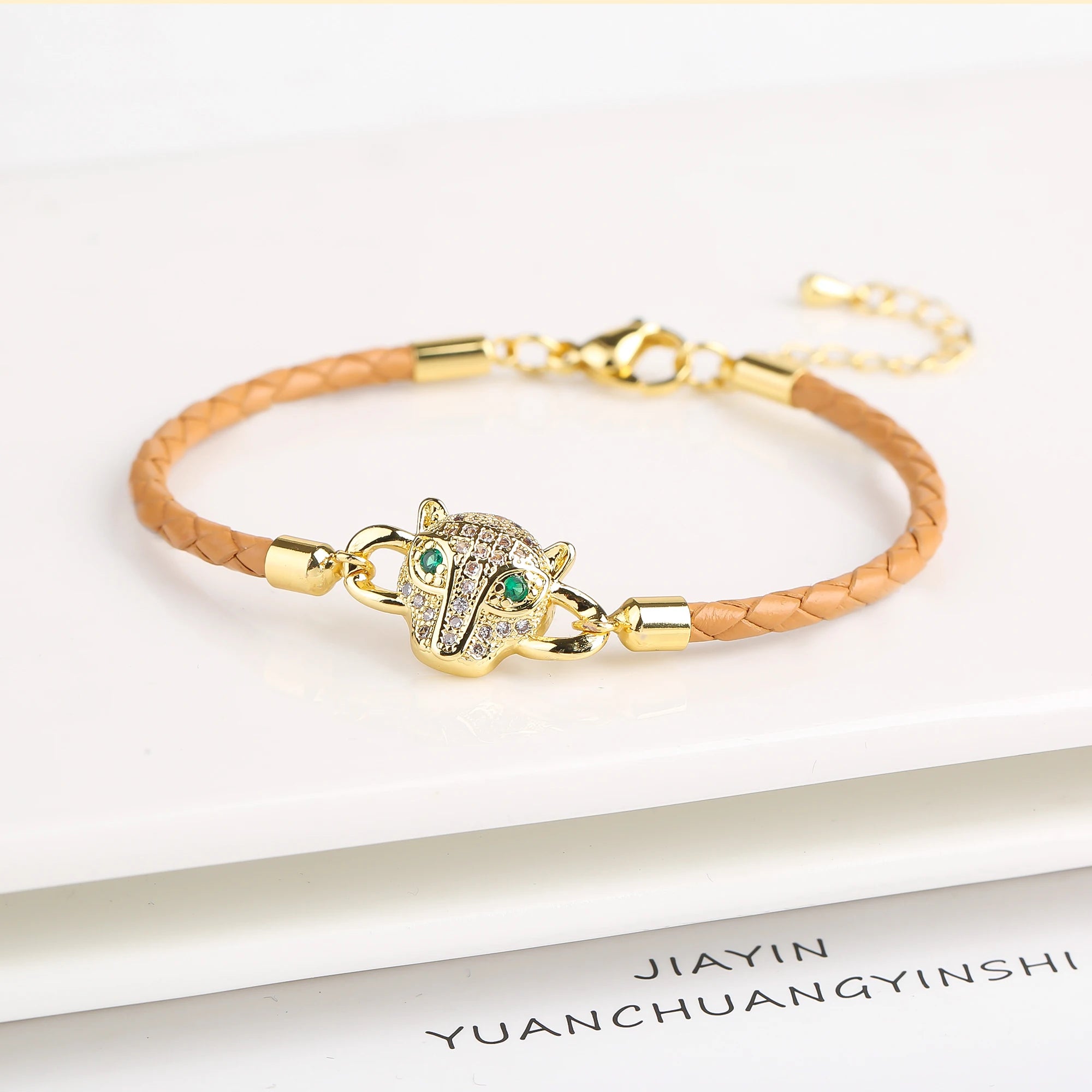 New 6 Colors Fashion Cute Animal Bear Zirconia Leather Rope Braided Adjustable Bracelet Classic for Man Woman Party Jewelry Gift Qme B