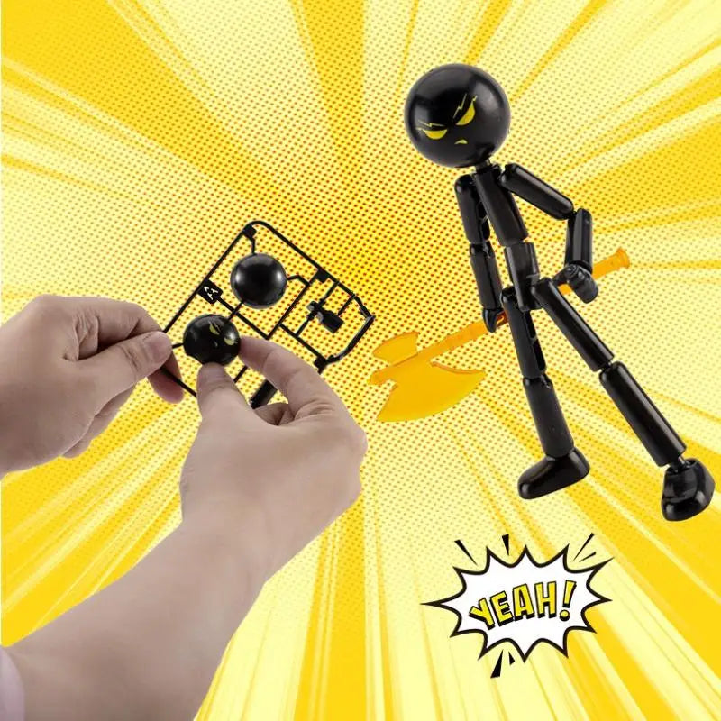 Novelty Action Figure Stickman Assembled Robot Movable Multi-jointed Qme