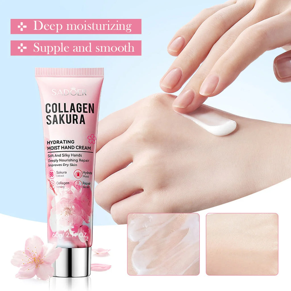 Collagen Cherry Blossom Moisturizing Smooth Hand Cream Autumn Winter Qme
