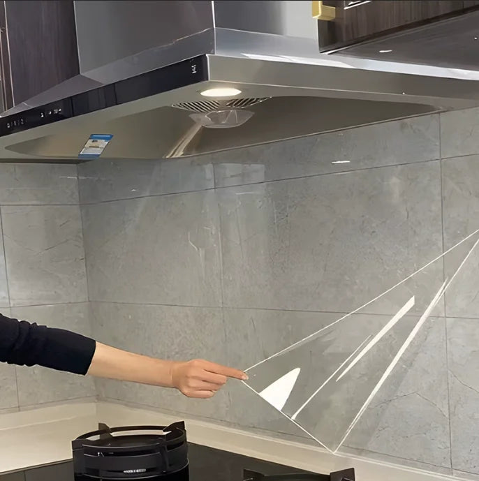 Kitchen Static Wall Sticker Transparent Electrostatic Protective Film Oil Proof Waterproof Anti-Scratch Decorative Wallpaper Qme