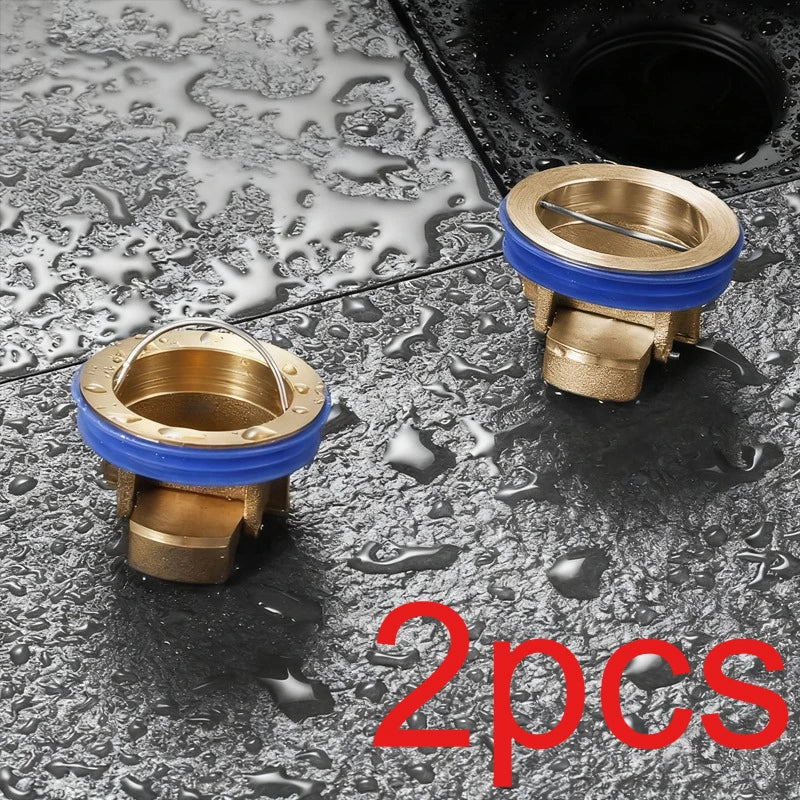 Shower Floor Drain Backflow Prevention Magnetic Suspension One-Way Drain Valve Floor Drain Inserted Drain Plug Brass Quick Qme 2PCS