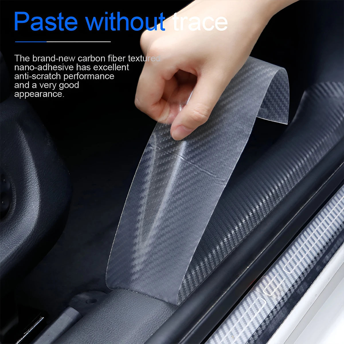 Car Door Protective Film Transparent 3D Carbon Fiber Door Edge Protector Wear-Resistant Anti Scratch Paint Guard Matte Sticker Qme