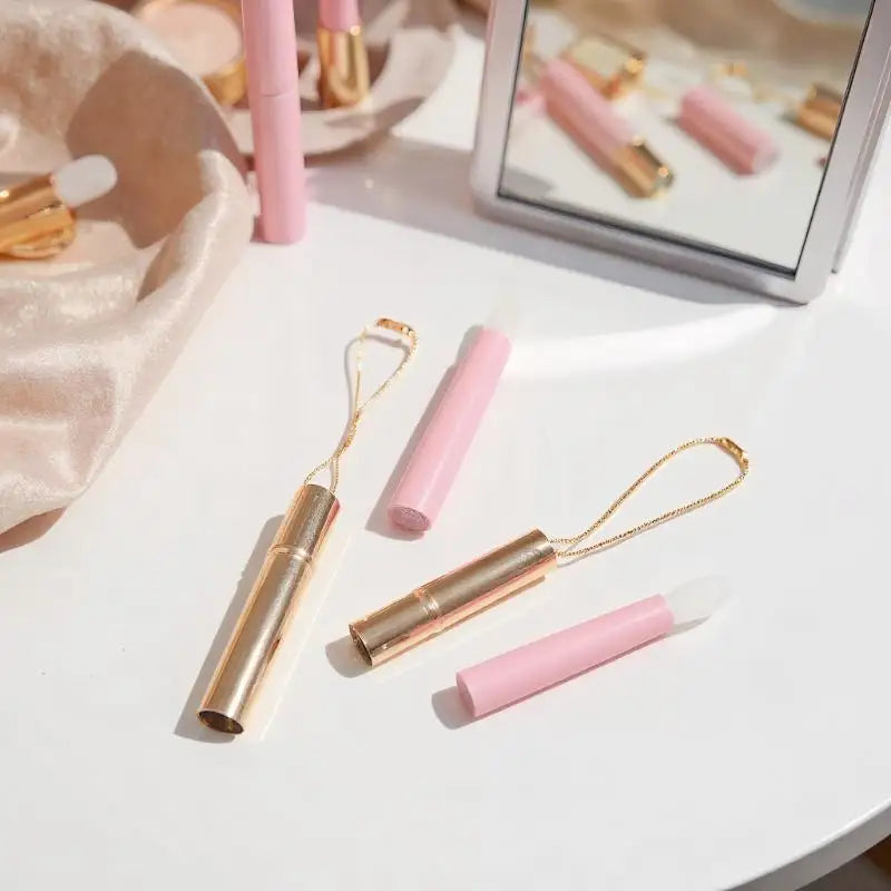 Mini Silicone Lip Concealer Brush Protective Cover Chain Applicator Qme