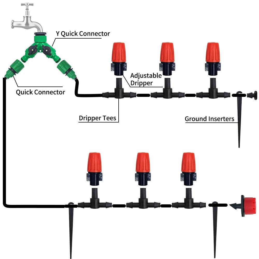 148pcs/set Automatic Watering Drip Irrigation Sprinkler Kit For Garden And Yard Cooling, Dust Removal And Irrigation System Qme