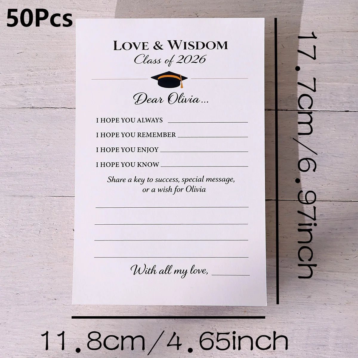 10Pcs/50Pcs Love & Wisdom Game Cards Graduation Season Creative Gift Tabletop Game for Students Grad Celebration Supplies Qme White-50Pcs