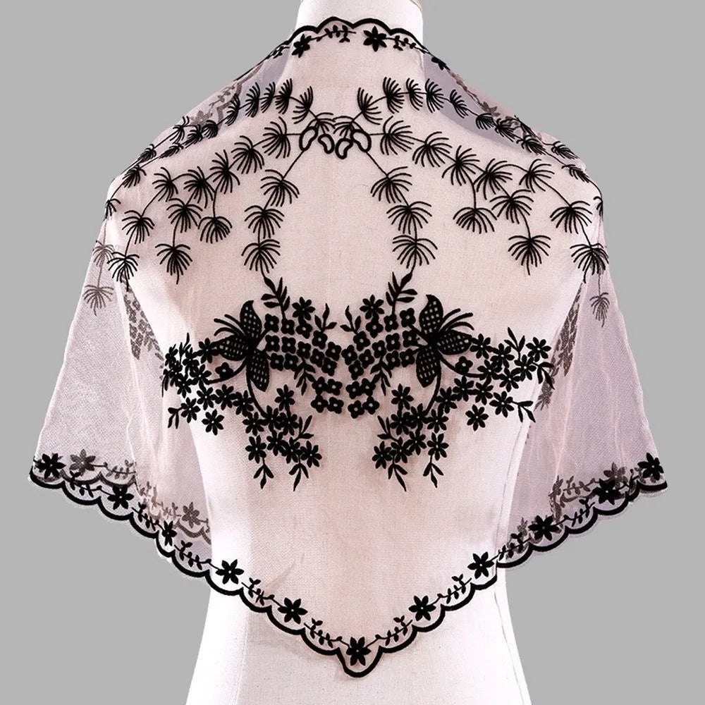 Lace Polka Dot Triangle Shawl Lightweight Breathable Head Scarf Qme