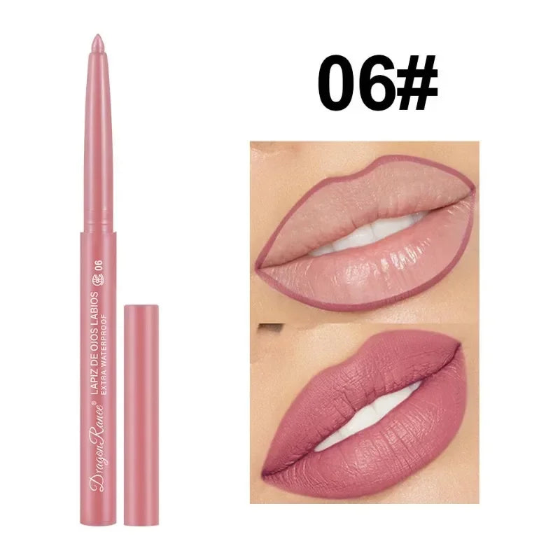 Waterproof Matte Lipliner Pencil Sexy Red Contour Lip Tint Lip Stick Lasting Moisturising Non-stick Cup Lips Makeup 12Colors Qme 06