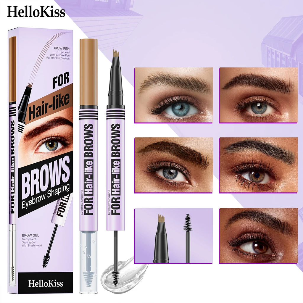1PC Double-Ended Waterproof Eyebrow Pencil - Non-Fading, Precise Application for Long-Lasting Brow Makeup Qme