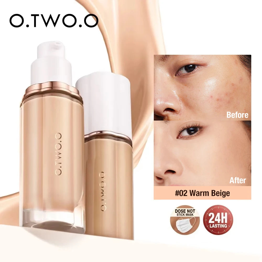 O TWO Liquid Foundation Cream Face Coverage Makeup Base Soft Mist Qme