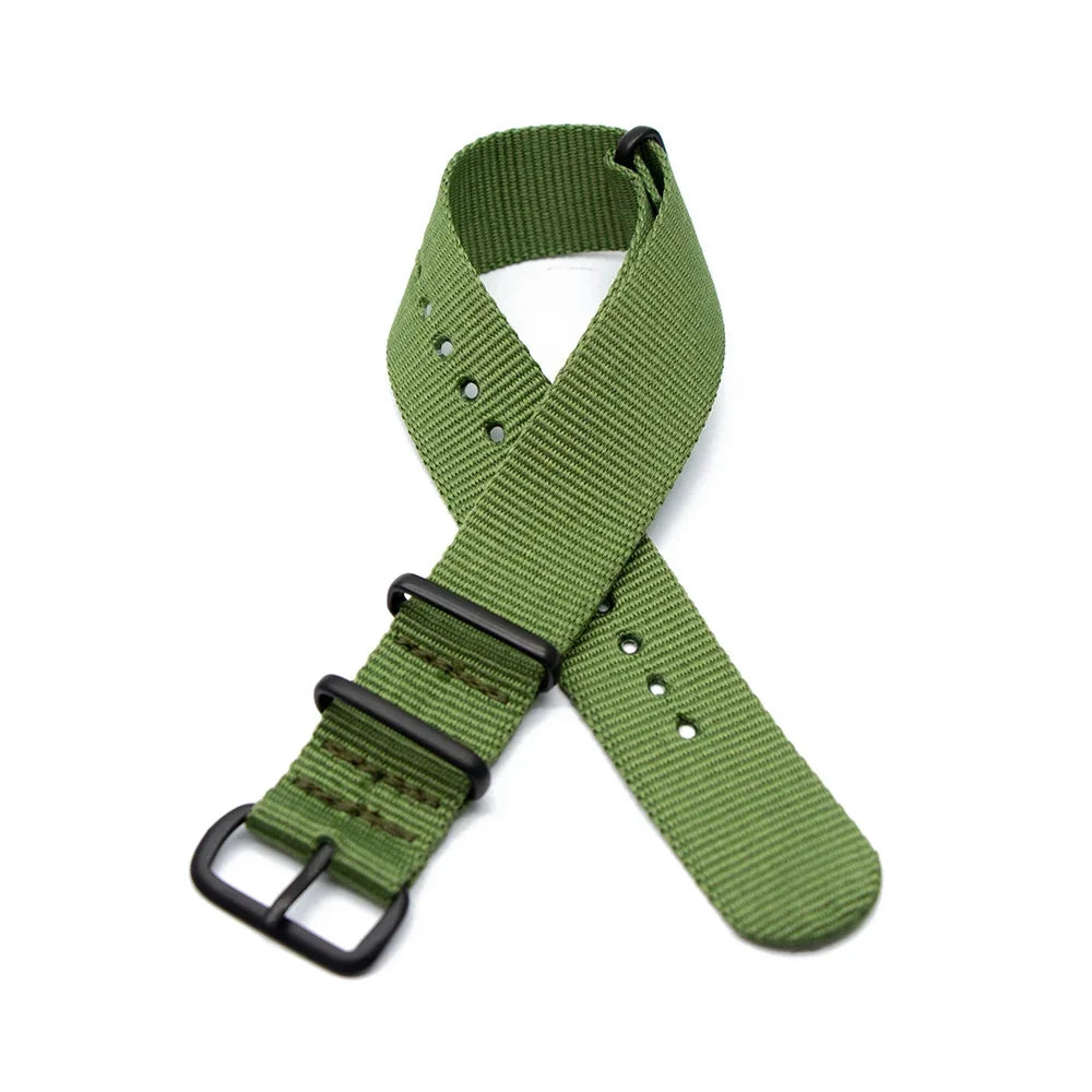 Sports Watch Band Nylon Strap Stainless Steel Black Frosted Buckle
