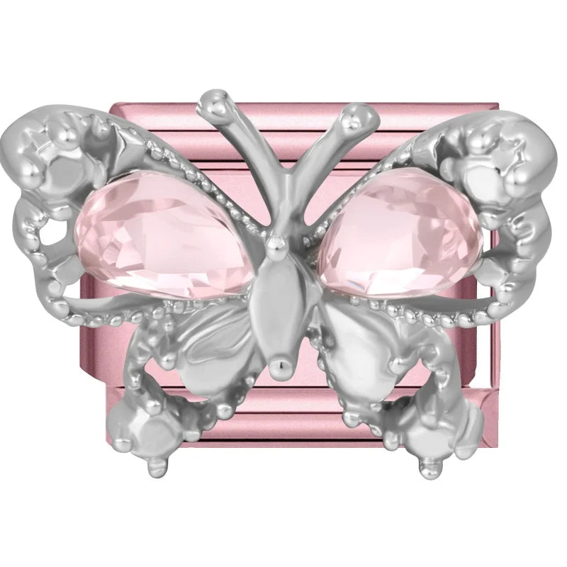 Wholeasle Shiny Round Zircon Bow Beautiful Stars Italian Charm Links