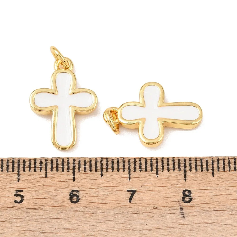 PandaHall 20pcs Brass Cross Pendants, Tarnish Resistant, 18x13x2mm for DIY Jewelry Making Qme