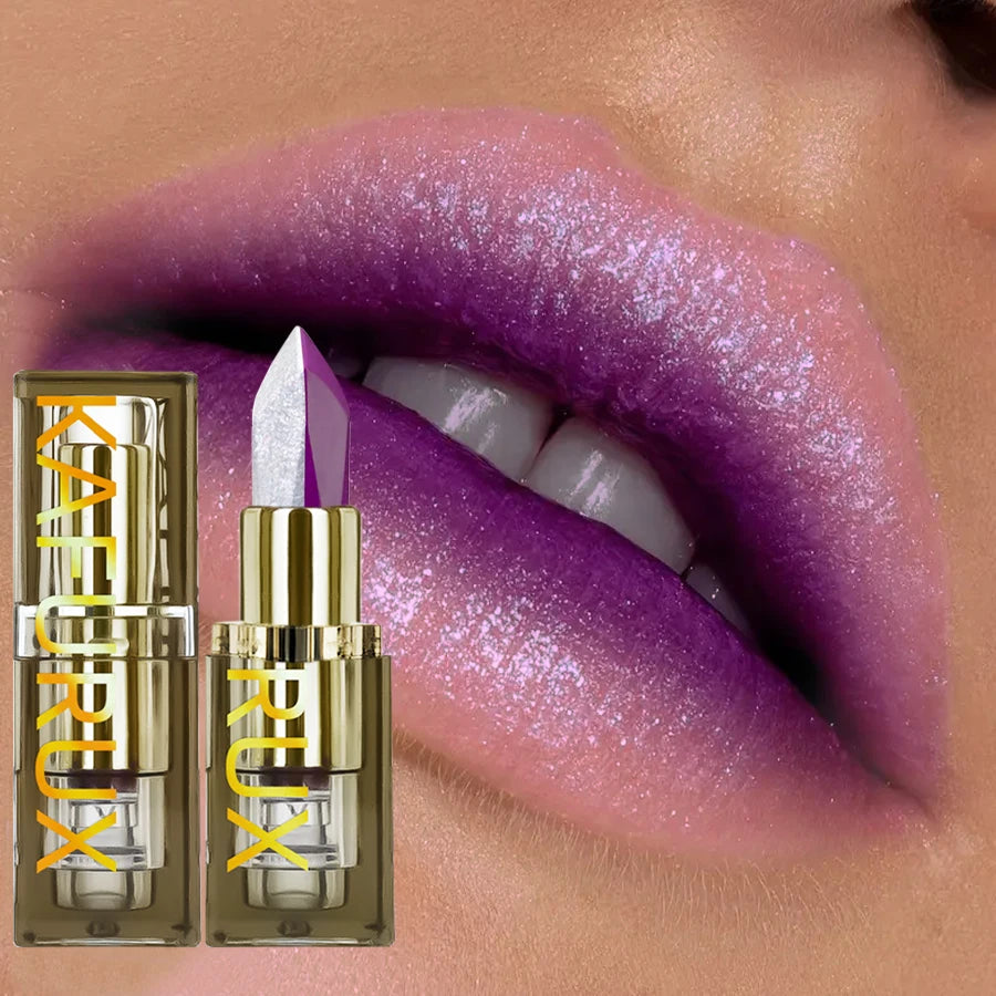 6 Glitter Two-tone Lipstick Purple Black Matte Lipsticks Cosmetics Qme