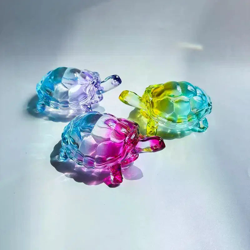 Glass Simulation Small Turtle Ornaments Glass Golden Turtle Home Fish Tank Landscaping Auspicious Decorations Qme