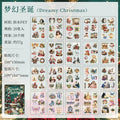 20/40 Sheets Large Size Christmas Sticker Book Washi PET Stickers Set Scrapbooking Holiday Party Aesthetic Decoration Journal Qme A