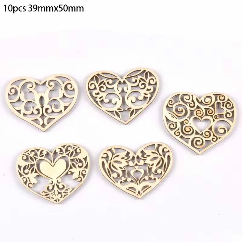 38x50mm Mixed Lace Heart Hanging Pendant Wood Slices Crafts For DIY Scrapbook Home Decor Wooden Ornament 10pcs m2584 Qme Default Title