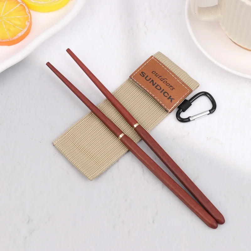 Mahogany Folding Chopsticks Outdoor Camping Picnic Travel Tableware Qme Khaki