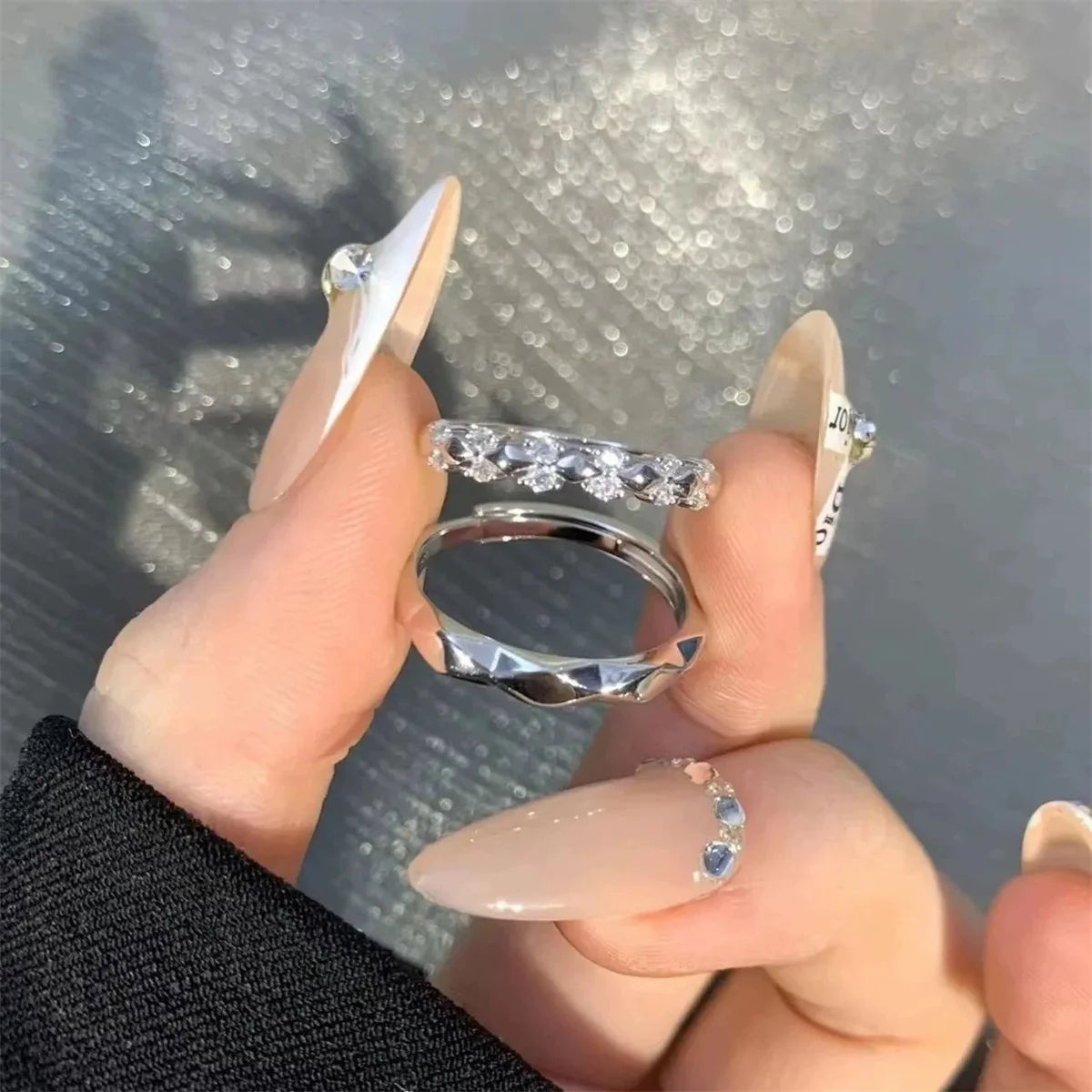 Y2K Shiny Star Cross Irregular Crystal Rings for Men Women Hiphop Zircon Cross Open Ring Punk Unisex Couple Rings Party Jewelry Qme